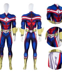 OneHeroSuits All Might Cosplay Costumes My Hero Academia Blue Bodysuit