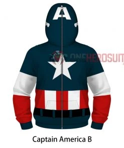 OneHeroSuits Kids Captain America Creative 3D Printed Zip Hoodie Kids Cosplay
