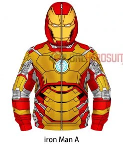 OneHeroSuits Kids Cosplay Kids Iron Man Creative 3D Printed Zip Hoodie
