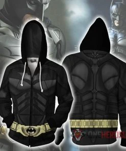 OneHeroSuits Batman Hoodie Batsuit Creative Printed Zip-Up Hooded Sweatshirt Cozy Hoodies