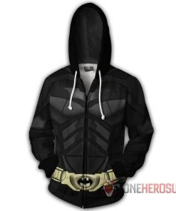 OneHeroSuits Batman Hoodie Batsuit Creative Printed Zip-Up Hooded Sweatshirt Cozy Hoodies