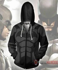 OneHeroSuits Batman Hoodie Batsuit Creative Printed Zip-Up Hooded Sweatshirt Cozy Hoodies