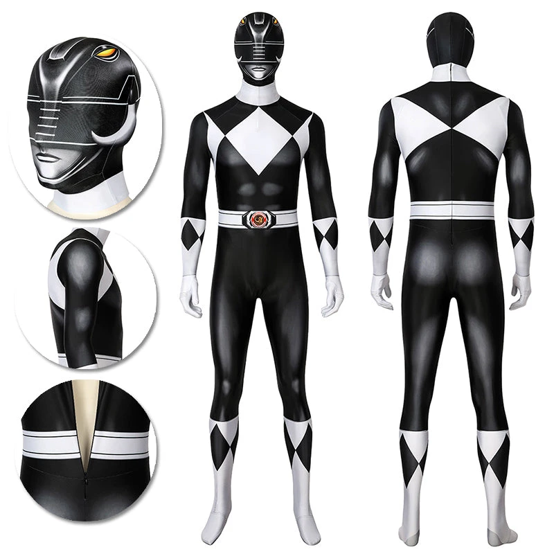 OneHeroSuits Black Power Rangers Suit Power Ranger Black Spandex Cosplay Costume