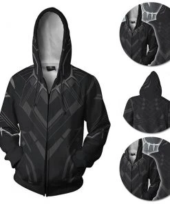 OneHeroSuits Black Panther Hoodies T Challa Printed Zip-Up Creative Printed Zip-Up Hooded Sweatshirt