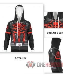 OneHeroSuits Captain America Hydra Hoodie Creative Printed Zip-Up Hooded Sweatshirt Cozy Hoodies