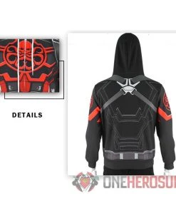 OneHeroSuits Captain America Hydra Hoodie Creative Printed Zip-Up Hooded Sweatshirt Cozy Hoodies