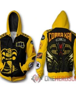 OneHeroSuits Cobra Kai Hoodies Yellow Cobra Creative Printed Hooded Sweatshirt