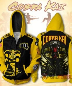 OneHeroSuits Cobra Kai Hoodies Yellow Cobra Creative Printed Hooded Sweatshirt