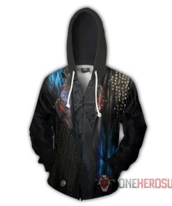 OneHeroSuits Descendants Hades Hoodies Creative Printed Zip-Up Hooded Sweatshirt Cozy Hoodies