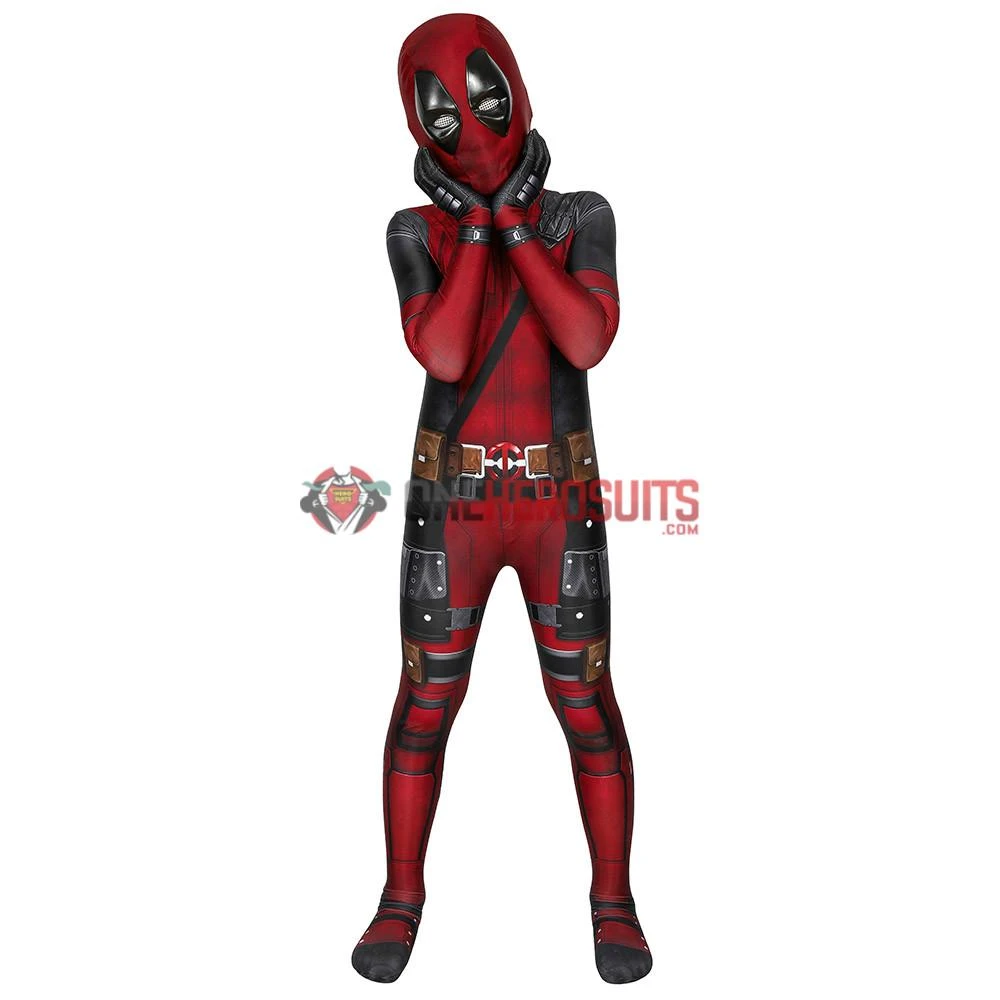 OneHeroSuits Expert-level Cosplay Bodysuit & Zentai Kids Deadpool Cosplay Suit 3D Printed Spandex Deadpool Suit For Children