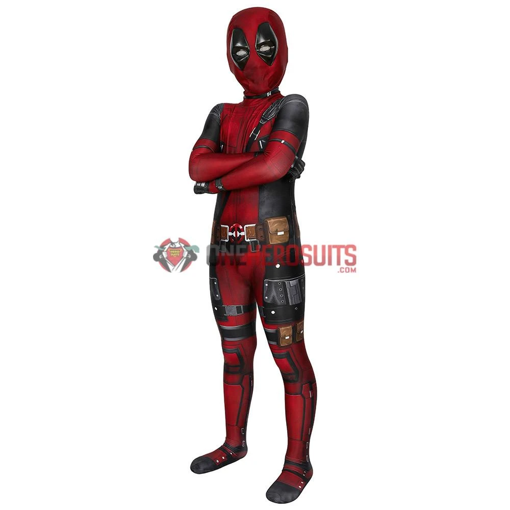 OneHeroSuits Expert-level Cosplay Bodysuit & Zentai Kids Deadpool Cosplay Suit 3D Printed Spandex Deadpool Suit For Children
