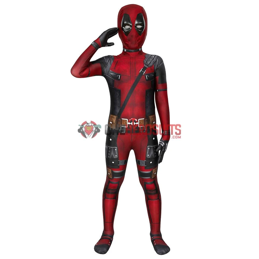 OneHeroSuits Expert-level Cosplay Bodysuit & Zentai Kids Deadpool Cosplay Suit 3D Printed Spandex Deadpool Suit For Children