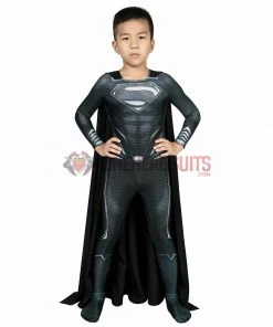 OneHeroSuits Christmas Gifts For Kids Superman Black Cosplay Suit With Cloak Kids Cosplay