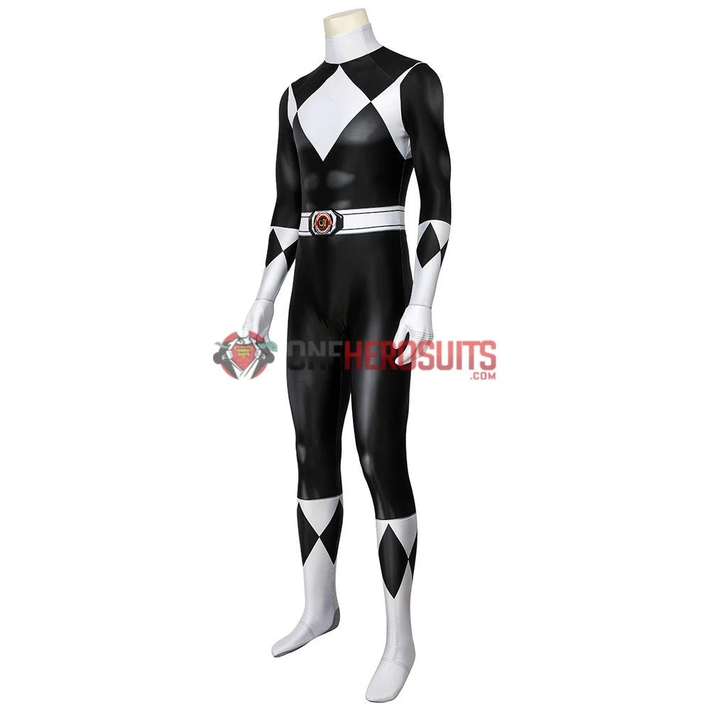 OneHeroSuits Black Power Rangers Suit Power Ranger Black Spandex Cosplay Costume