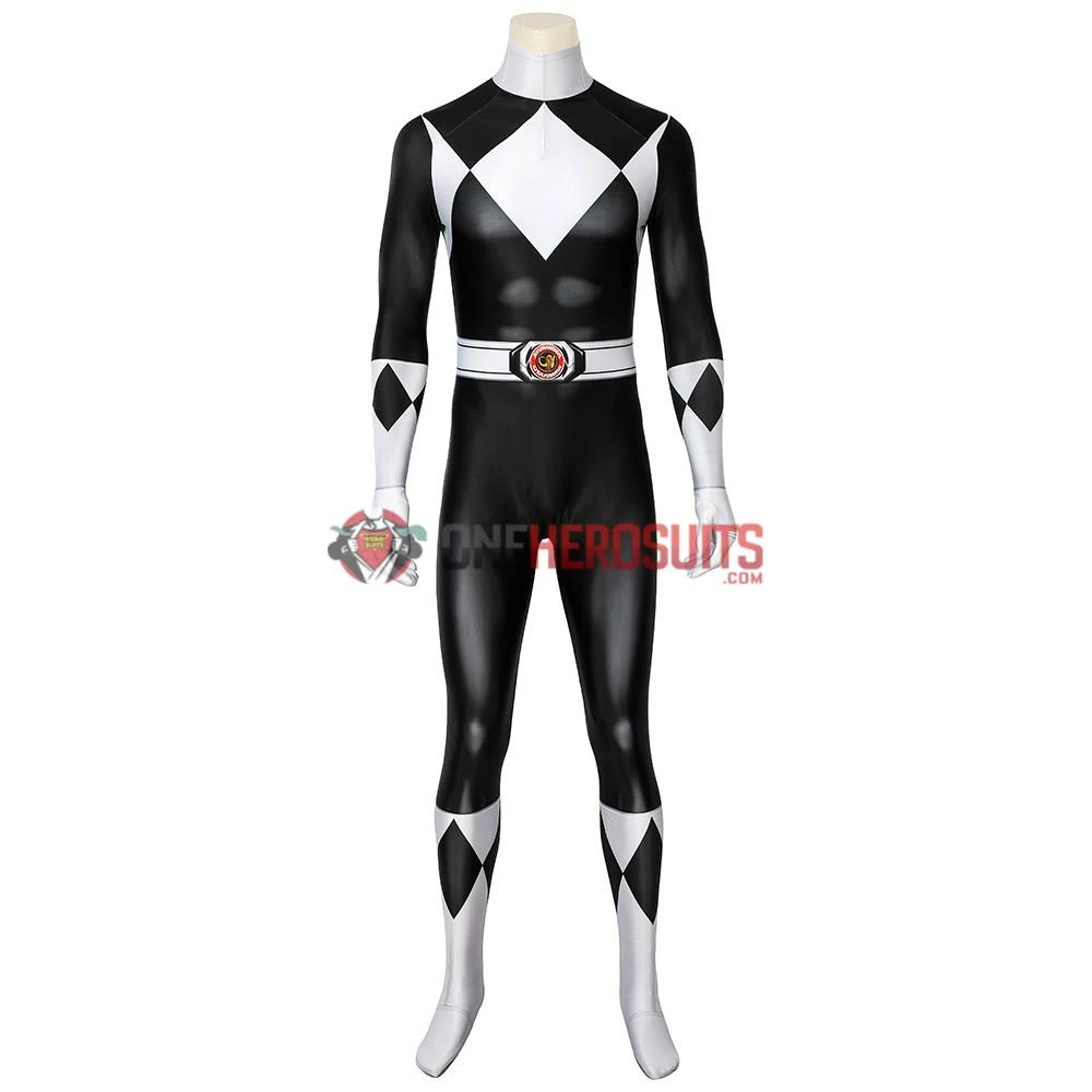 OneHeroSuits Black Power Rangers Suit Power Ranger Black Spandex Cosplay Costume