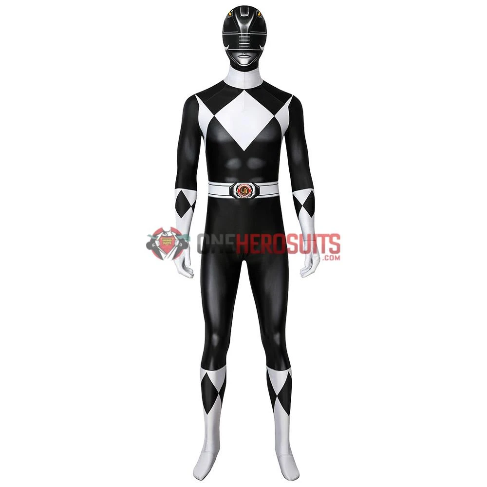 OneHeroSuits Black Power Rangers Suit Power Ranger Black Spandex Cosplay Costume