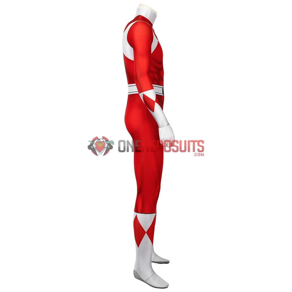 OneHeroSuits Red Power Ranger Cosplay Suit Classic Red Spandex Power Rangers Costumes Expert-level Cosplay Bodysuit & Zentai