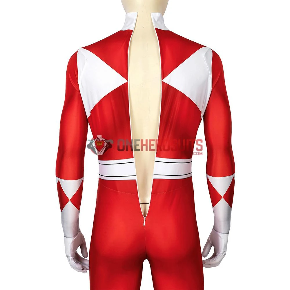 OneHeroSuits Red Power Ranger Cosplay Suit Classic Red Spandex Power Rangers Costumes Expert-level Cosplay Bodysuit & Zentai