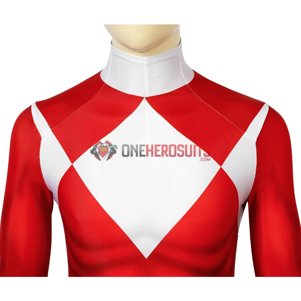 OneHeroSuits Red Power Ranger Cosplay Suit Classic Red Spandex Power Rangers Costumes Expert-level Cosplay Bodysuit & Zentai