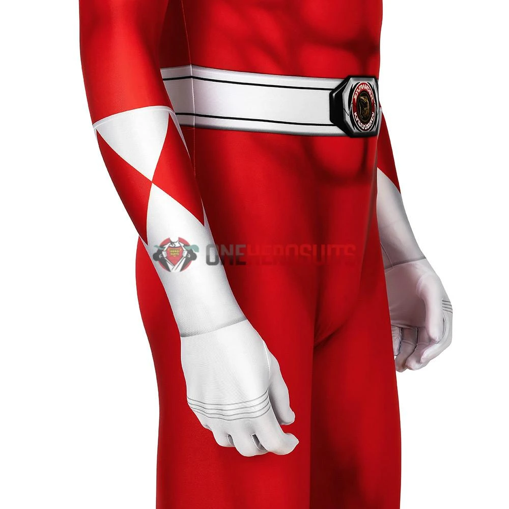 OneHeroSuits Red Power Ranger Cosplay Suit Classic Red Spandex Power Rangers Costumes Expert-level Cosplay Bodysuit & Zentai