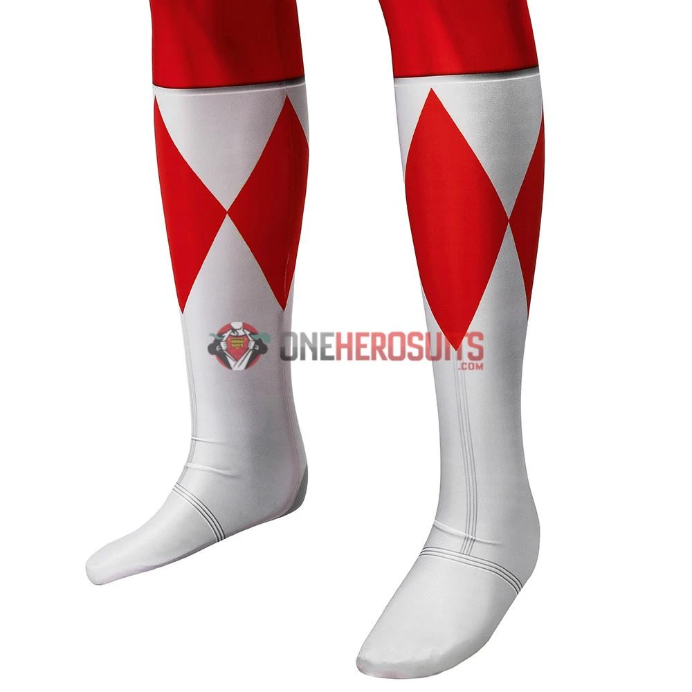 OneHeroSuits Red Power Ranger Cosplay Suit Classic Red Spandex Power Rangers Costumes Expert-level Cosplay Bodysuit & Zentai
