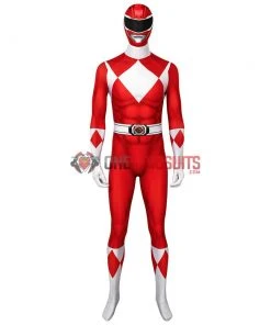 OneHeroSuits Red Power Ranger Cosplay Suit Classic Red Spandex Power Rangers Costumes Expert-level Cosplay Bodysuit & Zentai