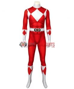 OneHeroSuits Red Power Ranger Cosplay Suit Classic Red Spandex Power Rangers Costumes Expert-level Cosplay Bodysuit & Zentai