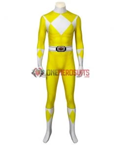 OneHeroSuits Yellow Power Ranger Suit Spandex Power Rangers Costumes Printed Edition Expert-level Cosplay Bodysuit & Zentai