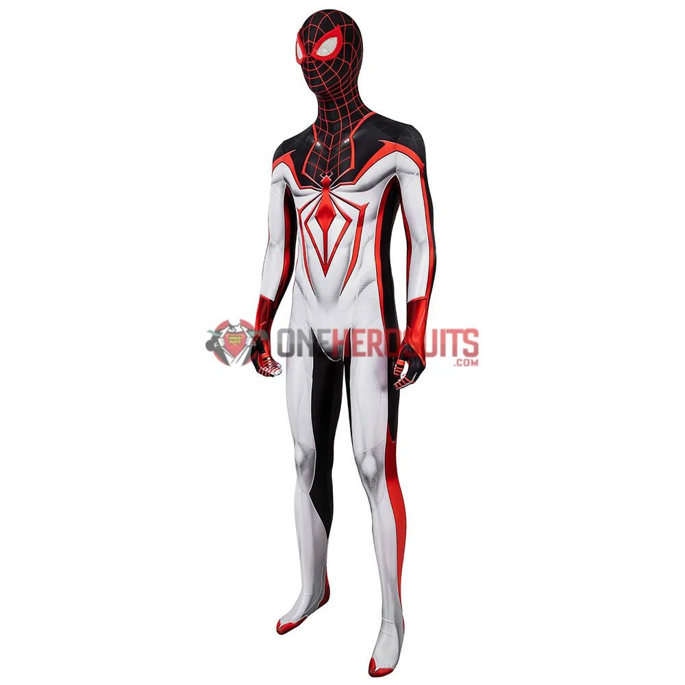 OneHeroSuits Spider-man Tracksuit Spiderman Miles Morales White Cosplay Suit