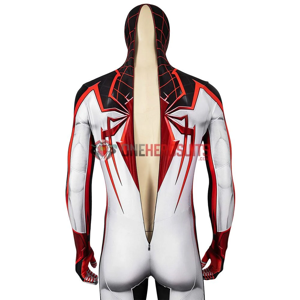 OneHeroSuits Spider-man Tracksuit Spiderman Miles Morales White Cosplay Suit