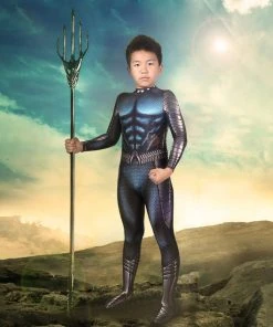 OneHeroSuits Kids Aquaman 2 Cosplay Suit Arthur Curry Spandex BodySuit Costumes