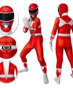 OneHeroSuits Kids Red Power Ranger Cosplay Suit Christmas Gifts For Children Expert-level Cosplay Bodysuit & Zentai