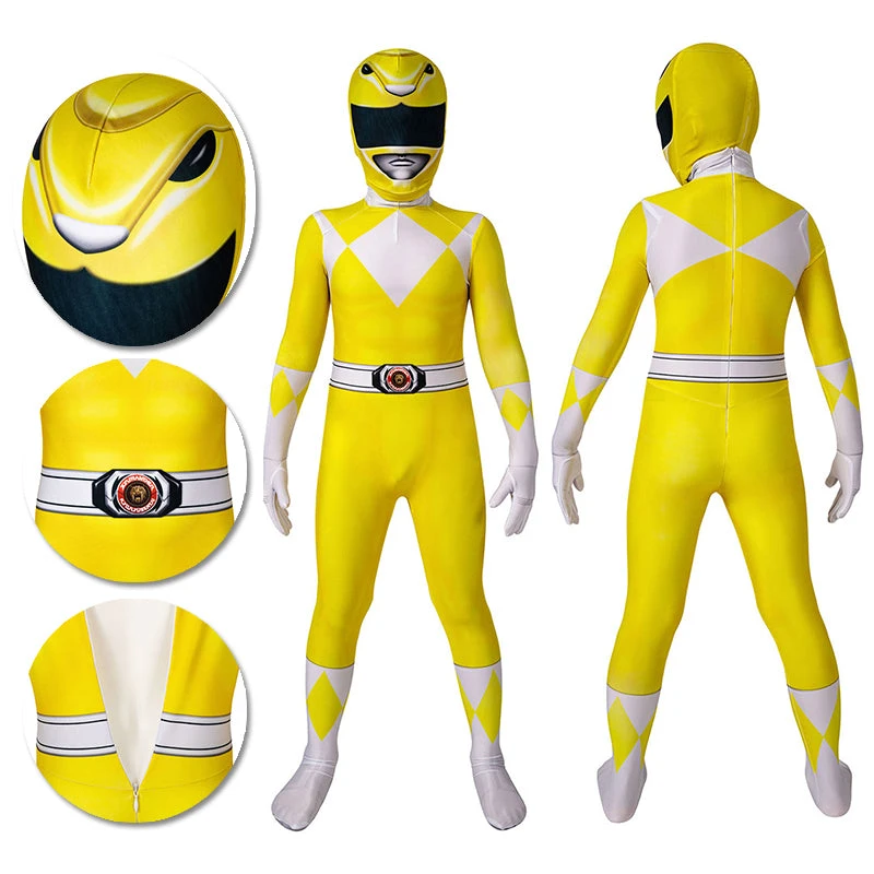 OneHeroSuits Expert-level Cosplay Bodysuit & Zentai Kids Yellow Power Ranger Cosplay Suit Gifts For Children