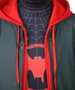 OneHeroSuits Miles Morales Cosplay Costumes Spider Man Into The Spider Verse Miles Green Coat