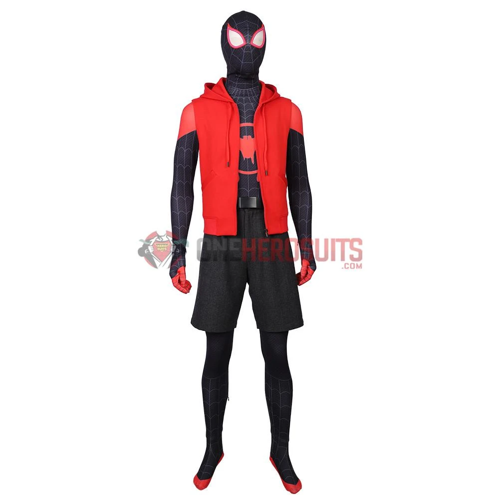 OneHeroSuits Miles Morales Cosplay Costumes Spider Man Into The Spider Verse Miles Green Coat