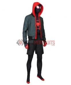 OneHeroSuits Miles Morales Cosplay Costumes Spider Man Into The Spider Verse Miles Green Coat