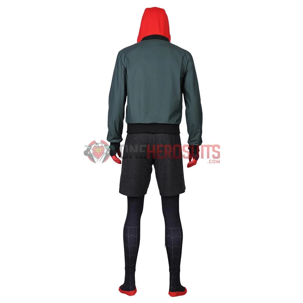 OneHeroSuits Miles Morales Cosplay Costumes Spider Man Into The Spider Verse Miles Green Coat