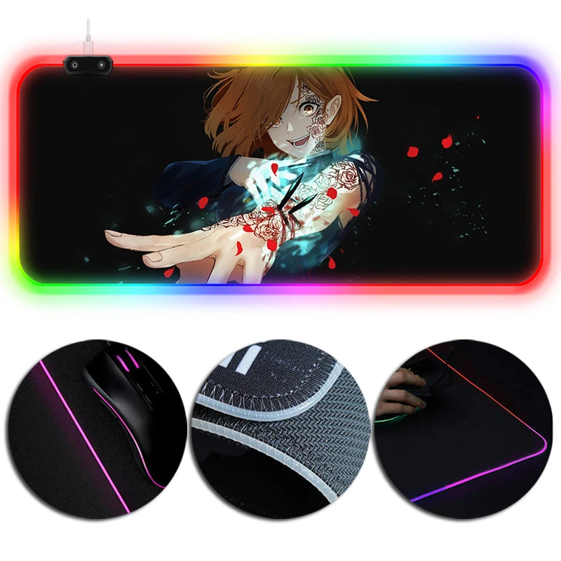 OneHeroSuits RGB Lighting X-Large Mousepad Jujutsu Kaisen Nobara Kugisaki Creative Printed Mouse Pad