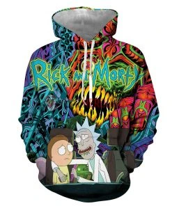 OneHeroSuits Cozy Hoodies Rick And Morty Hoodies Creative 3D Print Pullover Hooded Sweatshirt Ver.1