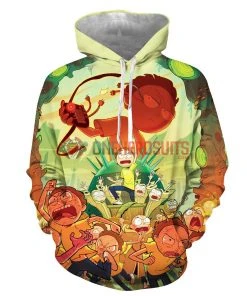 OneHeroSuits Cozy Hoodies Rick And Morty Hoodies Creative 3D Print Pullover Hooded Sweatshirt Ver.2