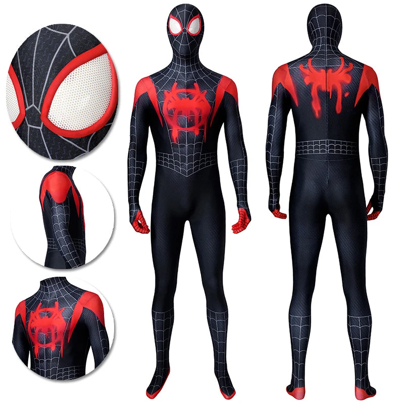 OneHeroSuits Zentai/Jumpsuit Spider-Man Into The Spider-Verse Miles Morales Cosplay Costume HD Printed Jumpsuits