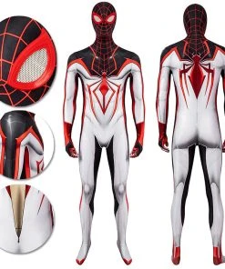 OneHeroSuits Spider-man Tracksuit Spiderman Miles Morales White Cosplay Suit