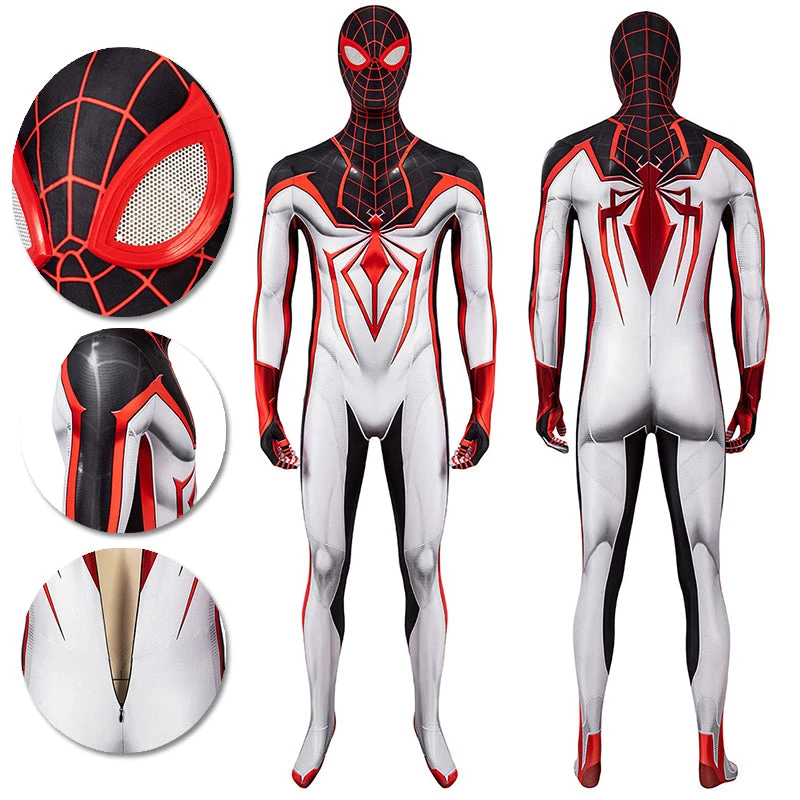 OneHeroSuits Spider-man Tracksuit Spiderman Miles Morales White Cosplay Suit