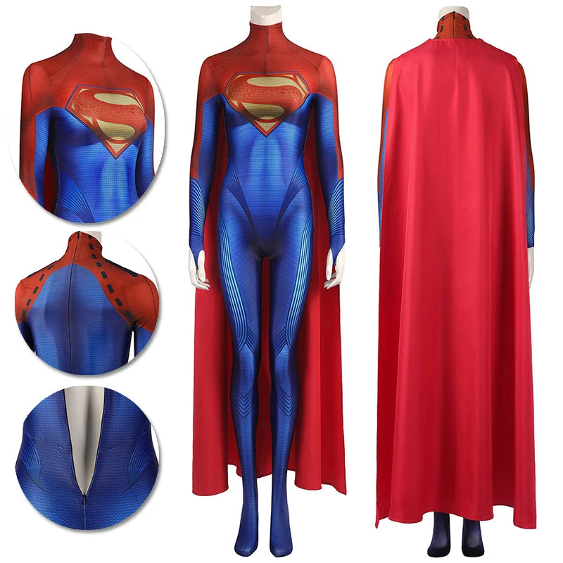 OneHeroSuits Costumes Supergirl Kara Zor-El Cosplay Costume 3D Printed Jumpsuits With Cloak