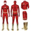 OneHeroSuits Costumes The Flash S8 Spandex Cosplay Bodysuit With Gold Boots