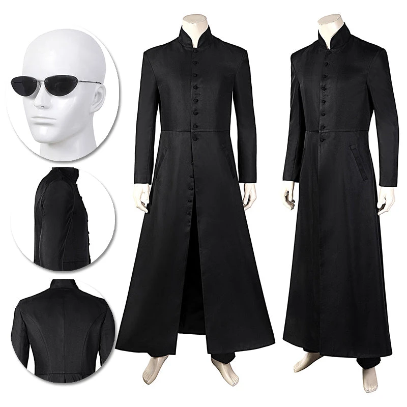 OneHeroSuits The Matrix 2 Cosplay Costume Reloaded Revolutions Neo Black Suit