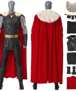 OneHeroSuits Thor 4 Cosplay Costumes Fur Collar Black Top Level Suits