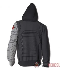 OneHeroSuits Winter Soldier Hoodie Creative Printed Zip-Up Hooded Sweatshirt Cozy Hoodies