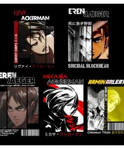 OneHeroSuits Attack On Titan Creative Print Anime Colorful T-shirt Levi/Eren/Mikasa/Armin