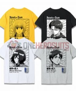 OneHeroSuits Attack On Titan Creative Print Anime T-shirt Eren/Armin/Levi/Mikasa